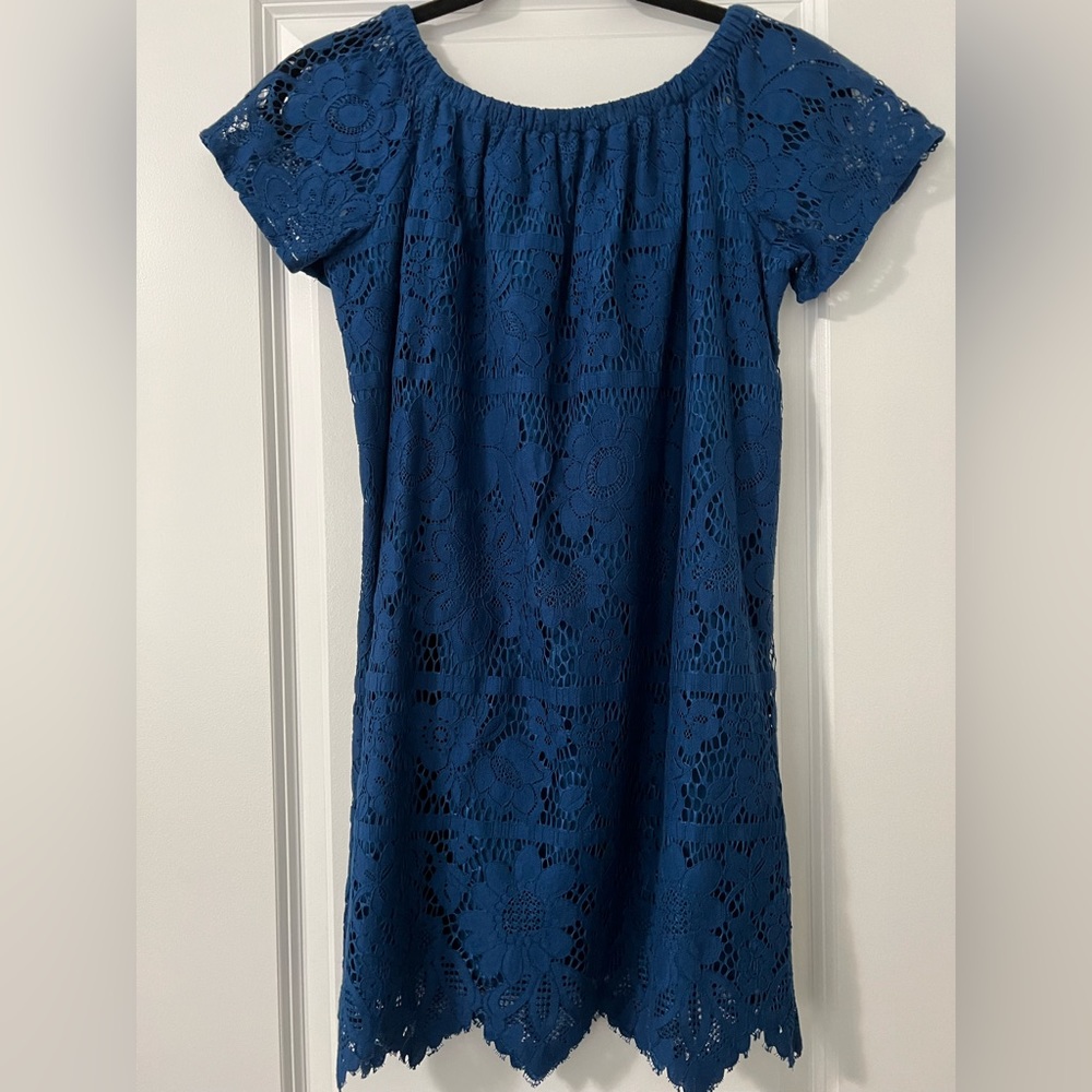 NWT LOFT Blue Lace Dress (XXSP)